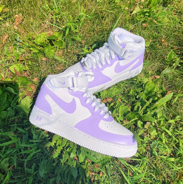 Air Force 1 Custom Mid Two Tone Lilac Light Purple Womens Kids Mens All Sizes Kids AF1 Sneakers 6
