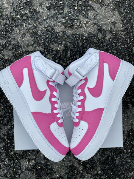 Air Force 1 Custom Mid Two Tone Magenta Womens Kids Mens All Sizes Kids AF1 Sneakers