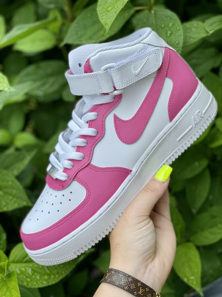 Air Force 1 Custom Mid Two Tone Magenta Womens Kids Mens All Sizes Kids AF1 Sneakers 3