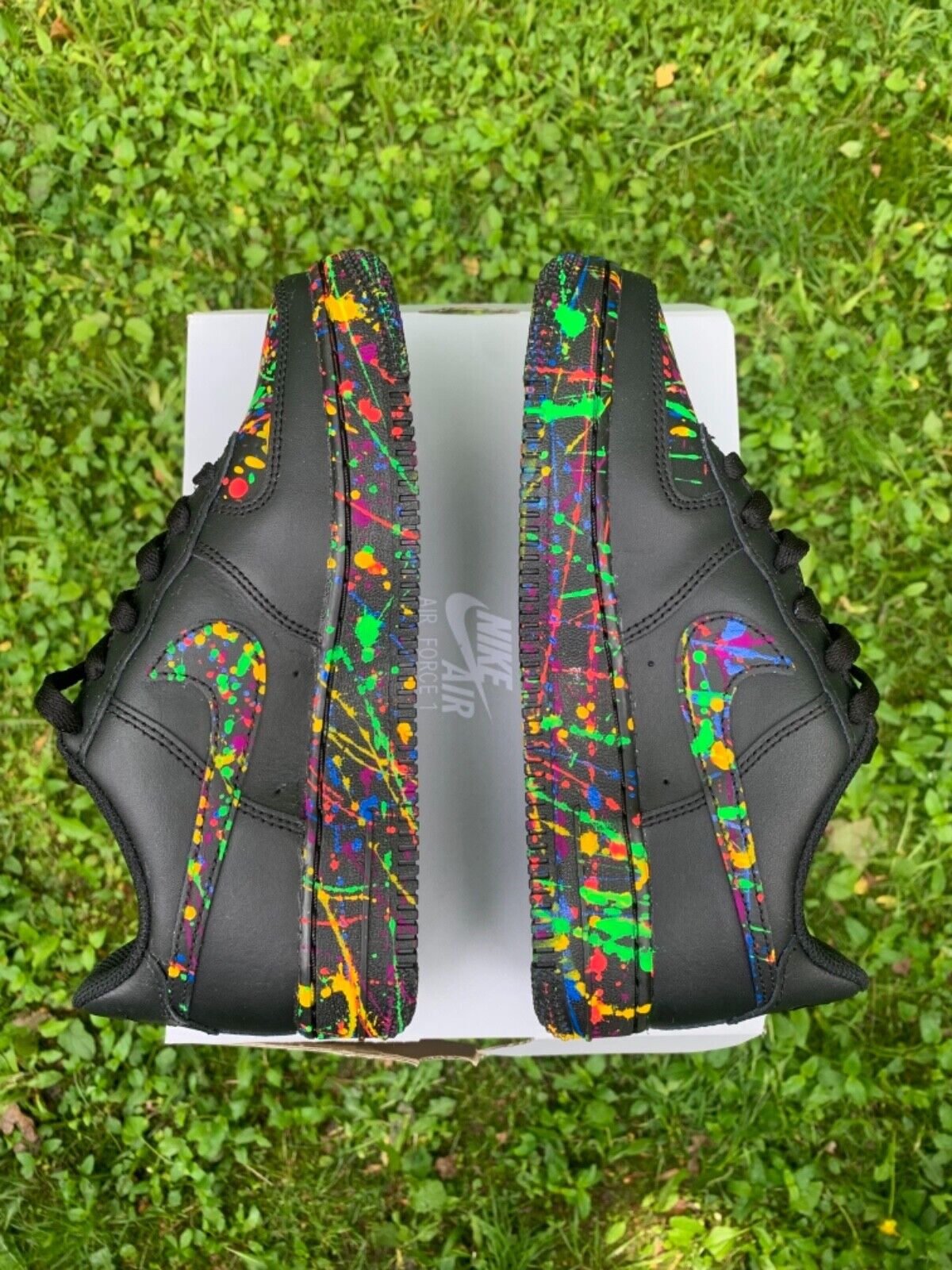 Nike Air Force 1 Custom Explosive Neon ? Splatter Graffiti Black Shoes Mens