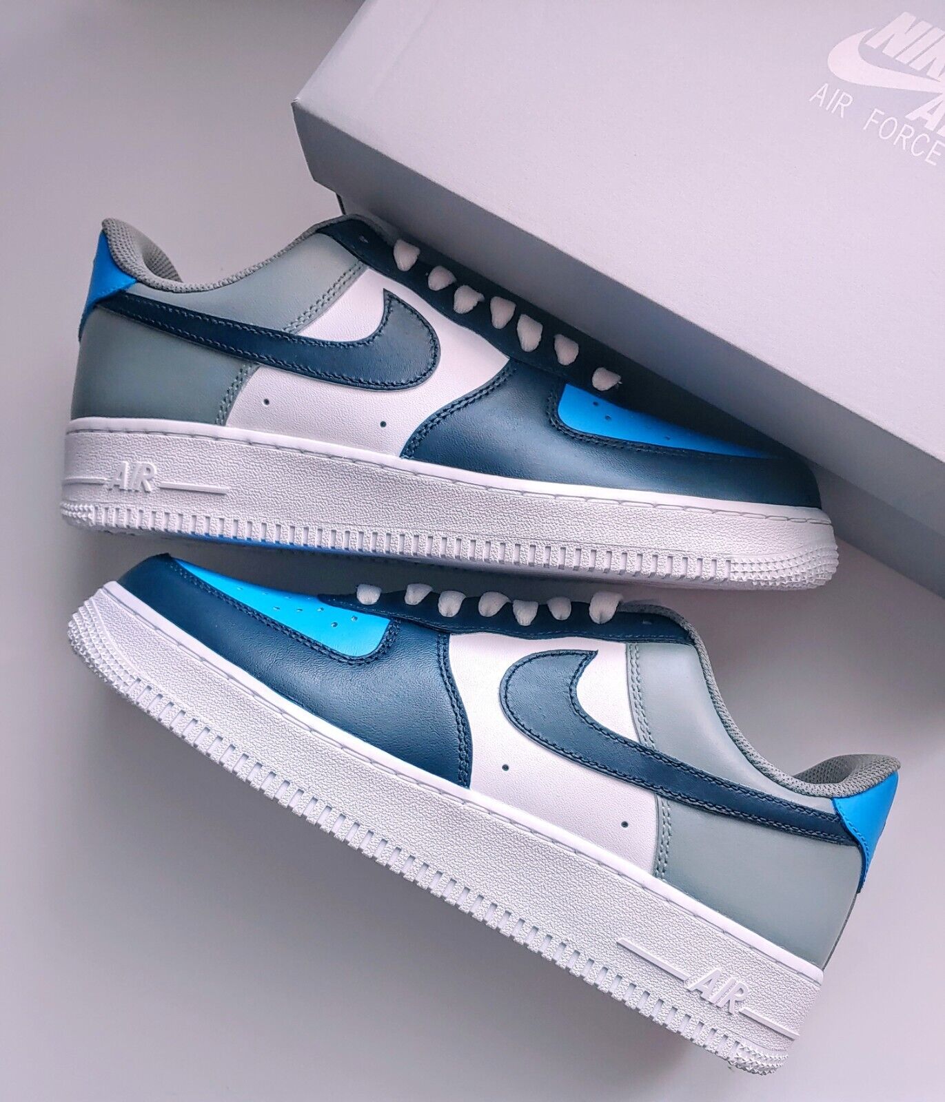 Nike Air Force 1 Custom Shoes Low Two Tone Blue Light Dark Men