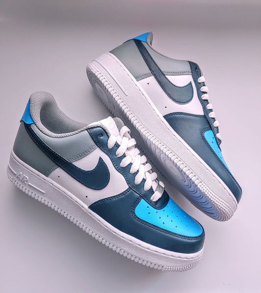 Air Force 1 Custom Shoes Dark Blue Gray Light Blue Tri Color Design Me Rose Customs Air Force 1 Custom Shoes Sneakers Design Your Own AF1