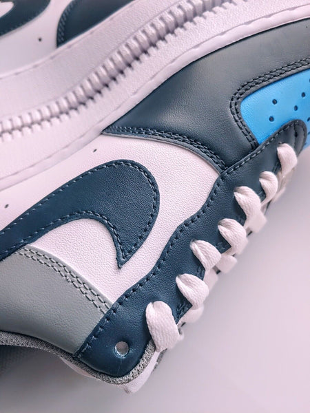 Air Force 1 Custom Shoes Dark Blue Gray Light Blue Tri Color Design Mens Womens Kids Sizes AF1 Sneakers 4