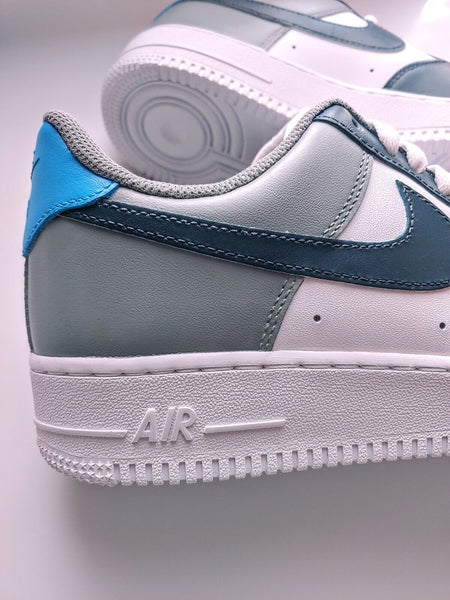 Air Force 1 Custom Shoes Dark Blue Gray Light Blue Tri Color Design Mens Womens Kids Sizes AF1 Sneakers 5
