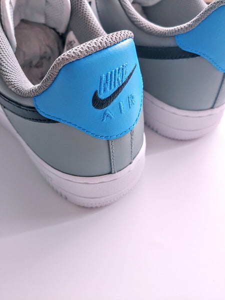 Air Force 1 Custom Shoes Dark Blue Gray Light Blue Tri Color Design Mens Womens Kids Sizes AF1 Sneakers 6