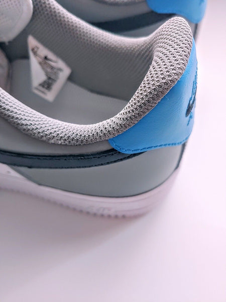 Air Force 1 Custom Shoes Dark Blue Gray Light Blue Tri Color Design Mens Womens Kids Sizes AF1 Sneakers 8