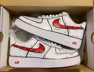 Air Force 1 Custom Low Cartoon Dark Orange Shoes White Black Outline M –  Rose Customs, Air Force 1 Custom Shoes Sneakers Design Your Own AF1