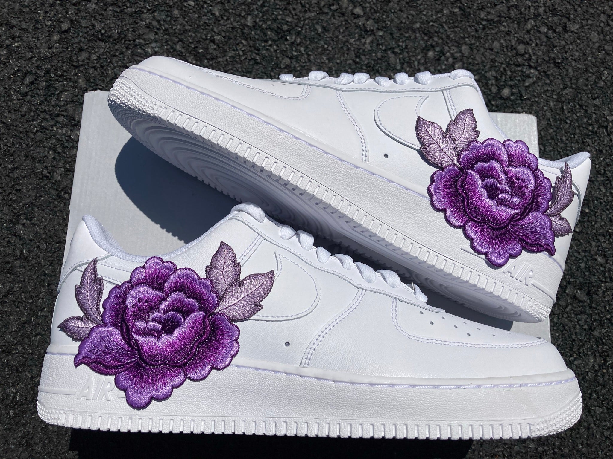 Air Force 1 07 Low Purple Rose Flower Floral Custom Shoes All Sizes AF1 Sneakers