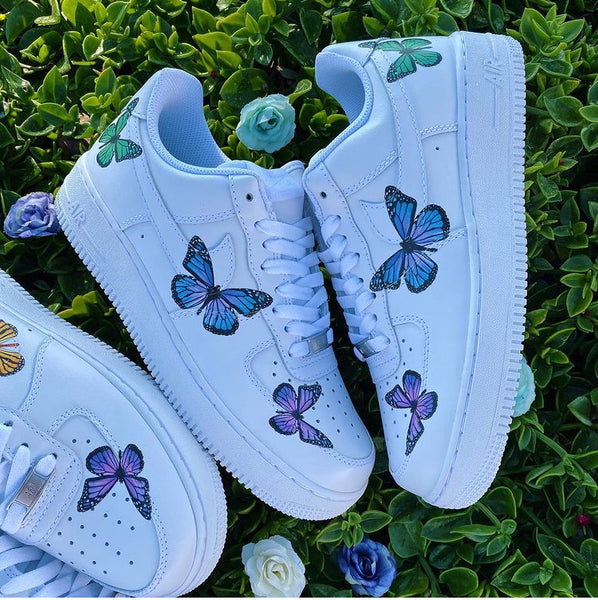 Air Force 1 07 Low Purple Blue Green Butterfly Custom Shoes All  AF1 Sneakers 4