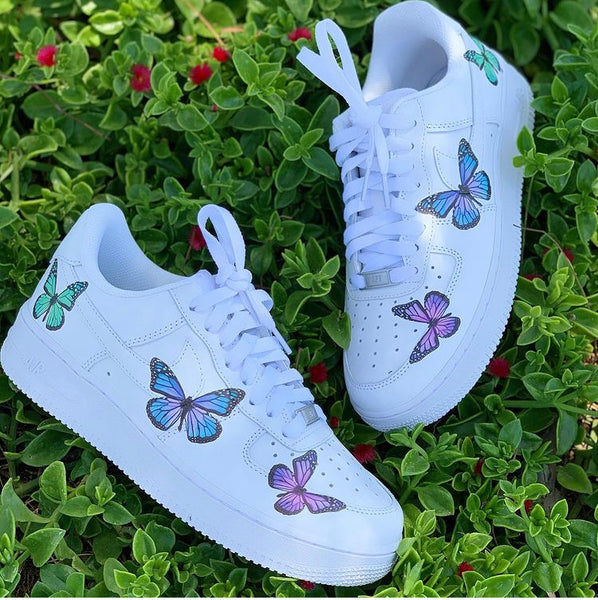 Air Force 1 07 Low Purple Blue Green Butterfly Custom Shoes All  AF1 Sneakers 1