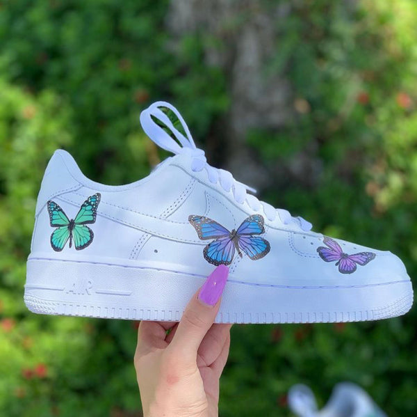Air Force 1 07 Low Purple Blue Green Butterfly Custom Shoes All  AF1 Sneakers 2