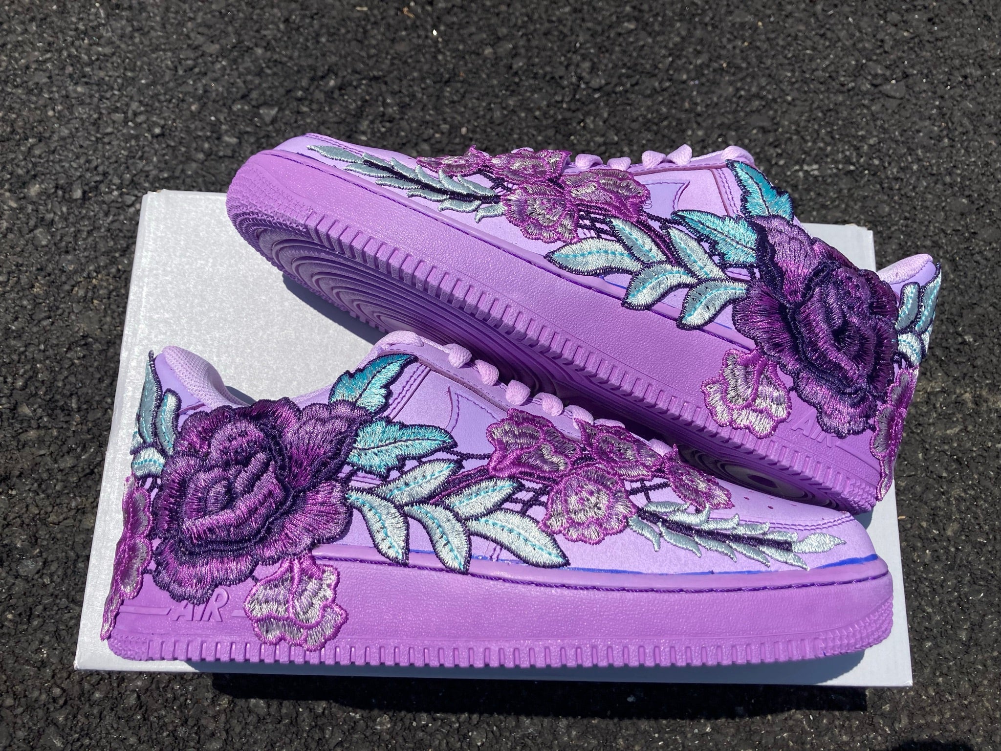 Air Force 1 Low Purple Violet Tie Dip Dye Rose Flower Floral Custom Shoes All Sizes AF1 Sneakers