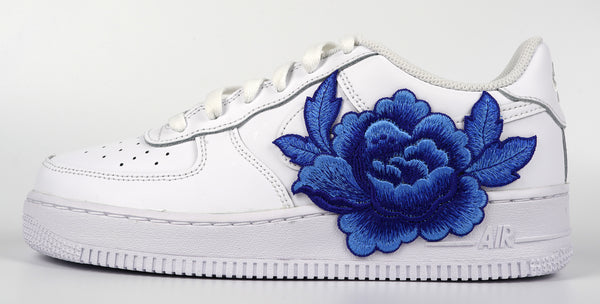 Nike Air Force 1 Custom Blue Rose Shoes 2.0 Flower Floral Low Shoes Men Women Kids All Sizes Rear Side