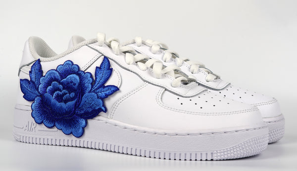 Nike Air Force 1 Custom Blue Rose Shoes 2.0 Flower Floral Low Shoes Men Women Kids All Sizes Front