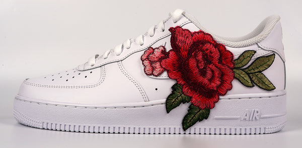 Nike Air Force 1 Custom Red Rose Shoes Flower Floral White Mens Womens Kids All Sizes Side