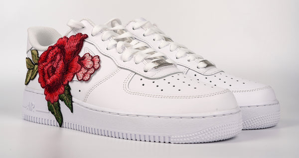 Nike Air Force 1 Custom Red Rose Shoes Flower Floral White Mens Womens Kids All Sizes Pair