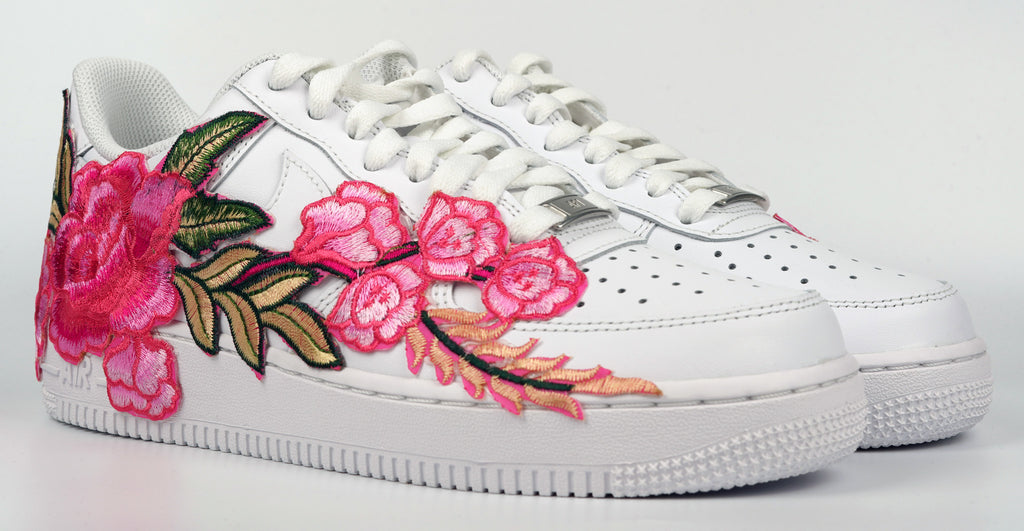 Air Force 1 07 Low Pink Rose Floral Flower White Custom Shoes All