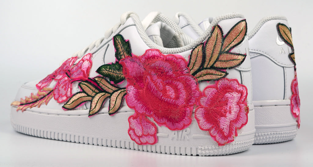 Air force 1 low with rose floral embroidered clearance