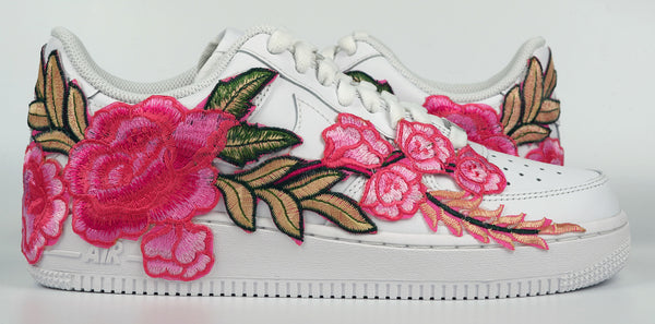 Air Force 1 07 Low Pink Rose Floral Flower White Custom Shoes All Sizes AF1 Sneakers 3