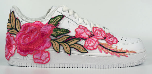 Air Force 1 07 Low Pink Rose Floral Flower White Custom Shoes All Sizes AF1 Sneakers 1