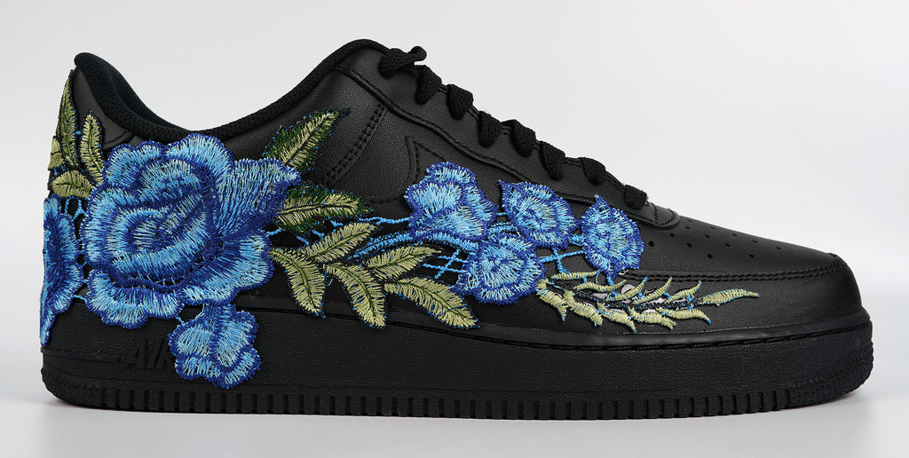 Black air force top ones with flowers