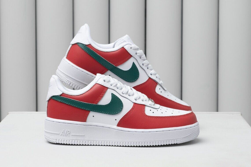 Nike Air Force 1 Custom Christmas Xmas Special Shoes Green Red White Af1 Sneakers 1.5Y Kids
