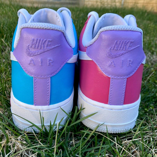 Air Force 1 Custom Cotton Candy Low Inverted Shoes Pink Blue Womens Kids 8