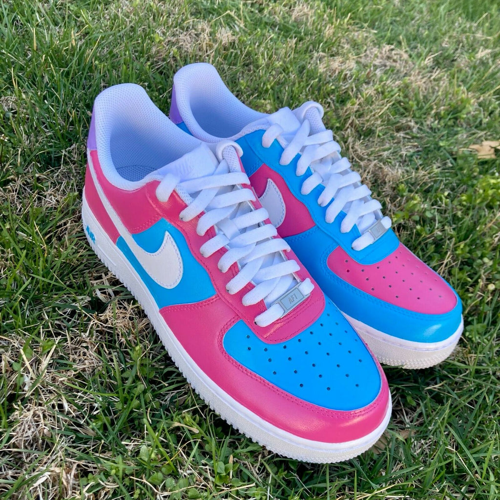 Air Force 1 Custom Cotton Candy Low Inverted Shoes Pink Blue