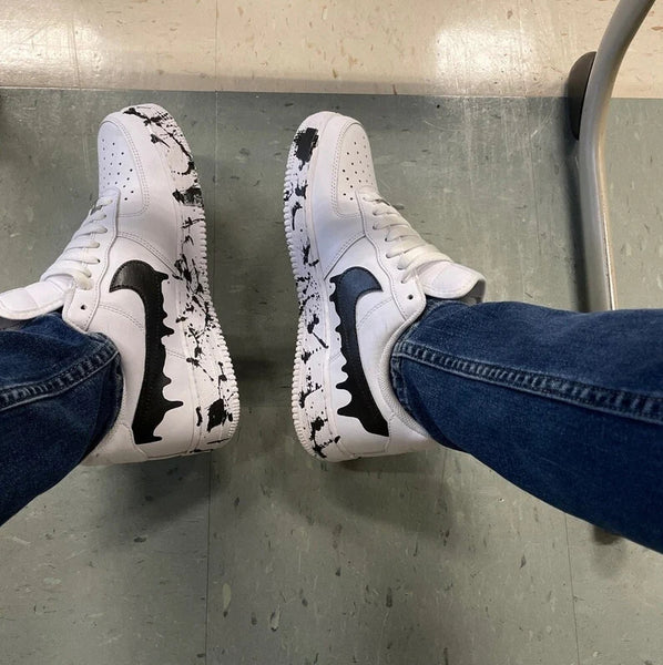 Air Force 1 Custom Drip Splatter White Black Low Shoes Men Women Kids AF1 Sneakers 1