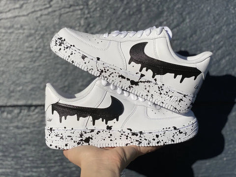 Air Force 1 Custom Drip Splatter White Black Low Shoes Men Women Kids AF1 Sneakers