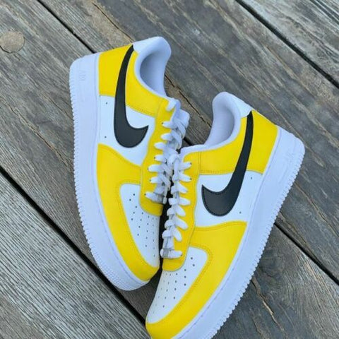 Air Force 1 Custom Low Black Yellow White Casual Shoes Men Women Kids AF1 Sneakers