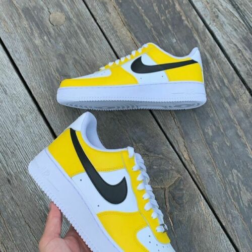 Air Force 1 Custom Low Black Yellow White Casual Shoes Men Women