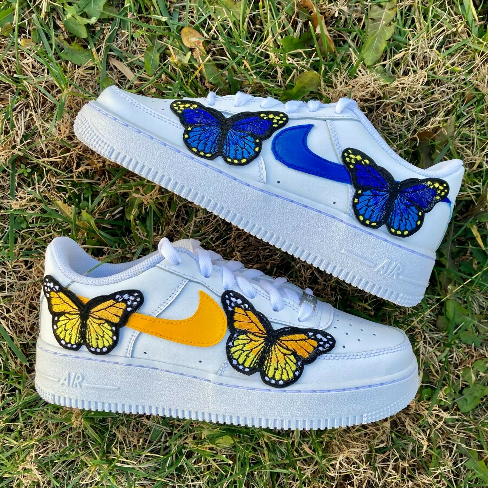 Air Force 1 Custom Low Blue Orange Butterfly White Shoes Mens Womens Kids AF1 Sneakers
