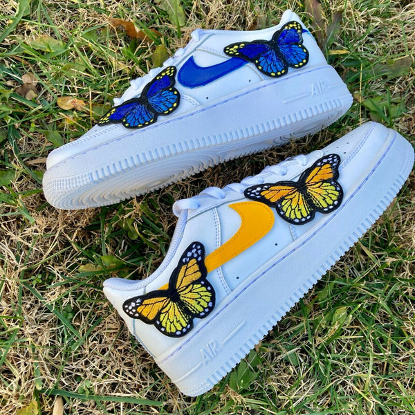 Air Force 1 Custom Low Blue Orange Butterfly White Shoes Mens Womens Kids AF1 Sneakers 2
