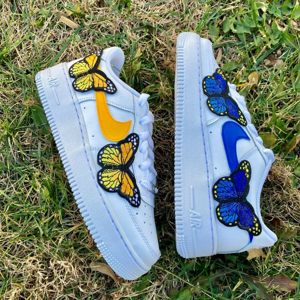 Air Force 1 Custom Low Blue Orange Butterfly White Shoes Mens Womens Kids AF1 Sneakers 3