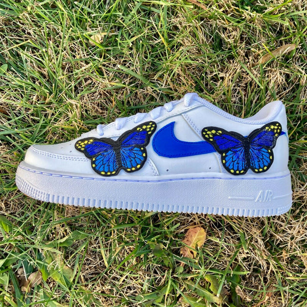 Air Force 1 Custom Low Blue Orange Butterfly White Shoes Mens Womens Kids AF1 Sneakers 4