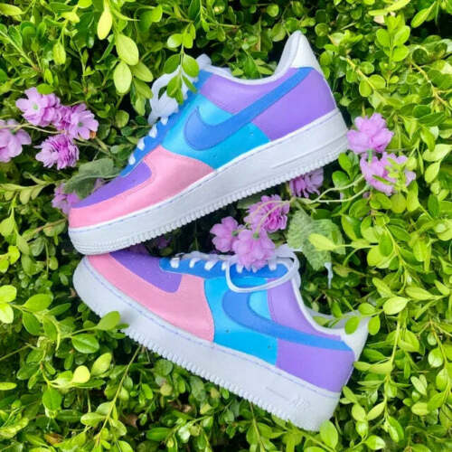 Nike Air Force 1 Custom Shoes Pastel Paradise Easter Green Blue