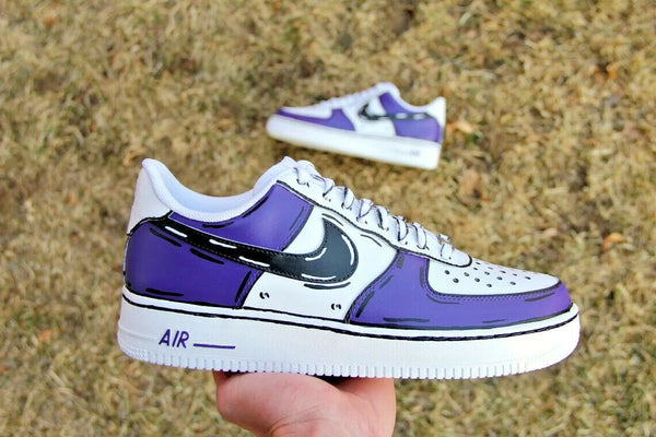 Air Force 1 Custom Low Cartoon Purple Shoes White Black Outline Mens Womens AF1 Sneakers 3