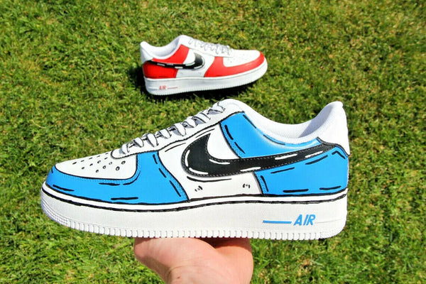 Air Force 1 Custom Low Cartoon Red White Blue Shoes Black Outline All Sizes AF1 Sneakers 4