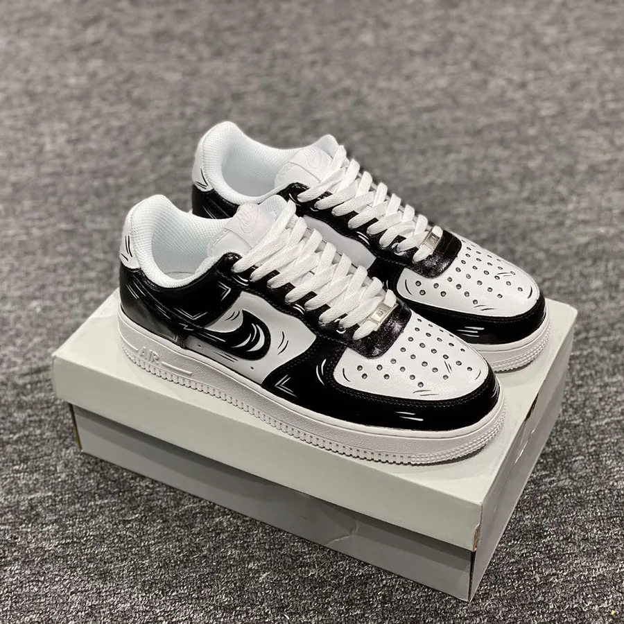 Air Force 1 Custom Low Cartoon White Shoes Black Outline Mens Womens K –  Rose Customs, Air Force 1 Custom Shoes Sneakers Design Your Own AF1