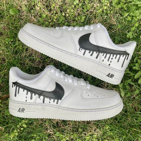 Air Force 1 Custom Low Drip Two Tone White Black Shoes Men Women Kids AF1 Sneakers