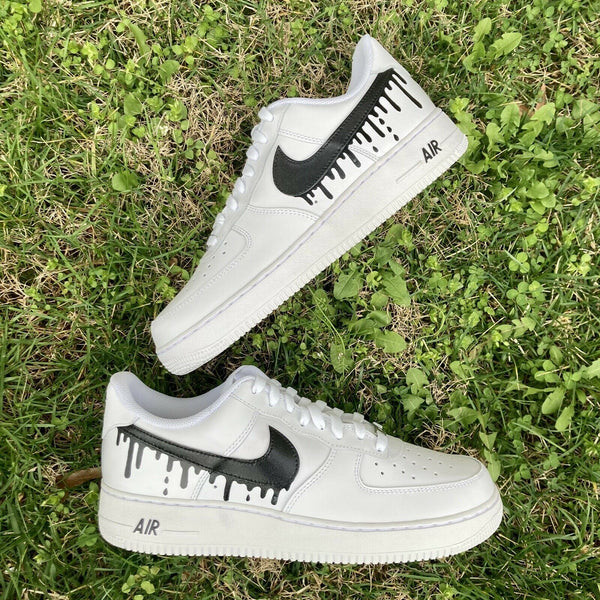 Air Force 1 Custom Low Drip Two Tone White Black Shoes Men Women Kids AF1 Sneakers 2