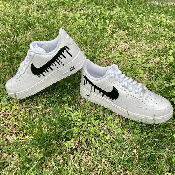 Air Force 1 Custom Low Drip Two Tone White Black Shoes Men Women Kids AF1 Sneakers 3