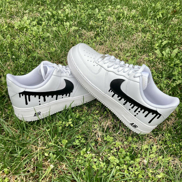 Air Force 1 Custom Low Drip Two Tone White Black Shoes Men Women Kids AF1 Sneakers 5