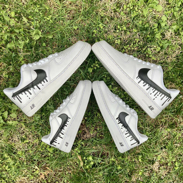 Air Force 1 Custom Low Drip Two Tone White Black Shoes Men Women Kids AF1 Sneakers 6