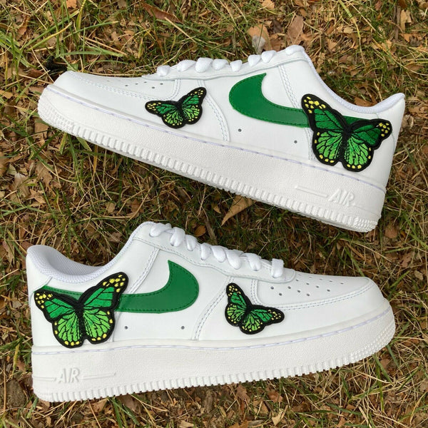 Air Force 1 Custom Low Green Monarch Butterfly White Shoes Mens Womens Kids AF1 Sneakers