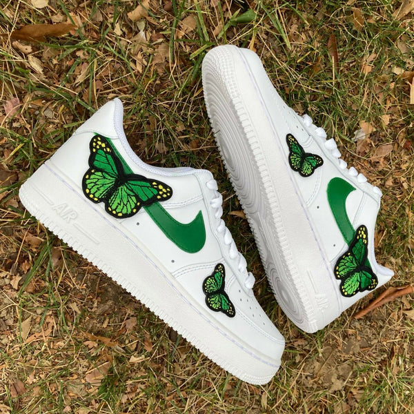 Air Force 1 Custom Low Green Monarch Butterfly White Shoes Mens Womens Kids AF1 Sneakers 2