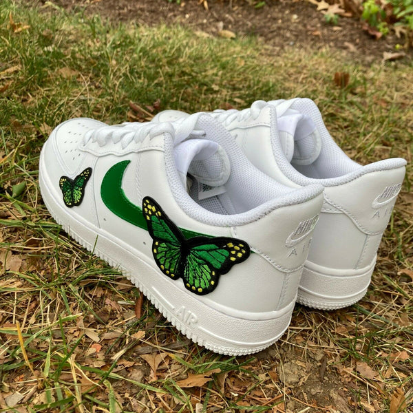Air Force 1 Custom Low Green Monarch Butterfly White Shoes Mens Womens Kids AF1 Sneakers 5