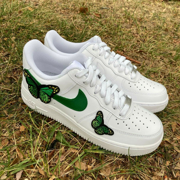 Air Force 1 Custom Low Green Monarch Butterfly White Shoes Mens Womens Kids AF1 Sneakers 6