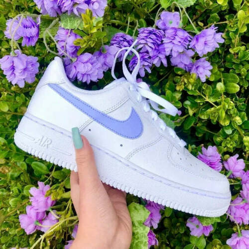 Custom Sneakers Nike Air Force 1 Bright Blue Swooshes Af1 